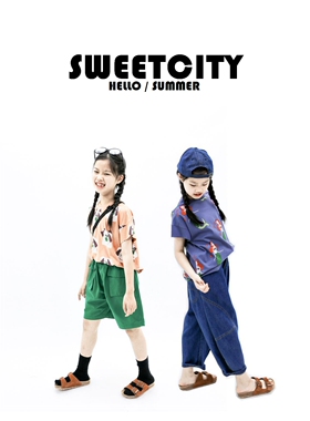 sweetcity儿童中性风日系卡通满印印花短袖T恤