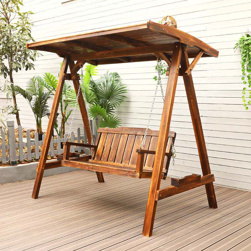 户外秋千椅子防腐木吊椅家用室外花园庭院别墅实木休闲荡秋千摇椅