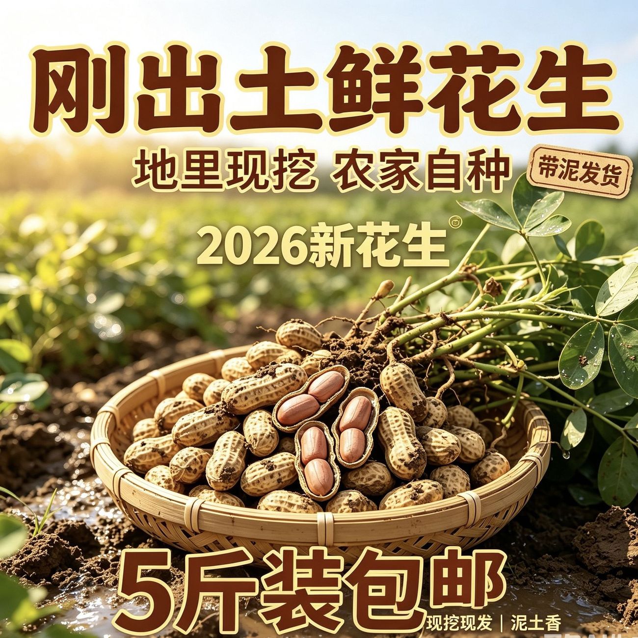 新鲜花生湿花生带泥带壳粉皮多粒