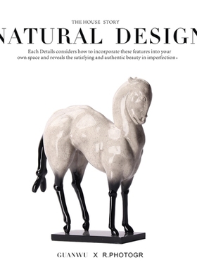 新中式复古树脂马雕塑装饰摆件