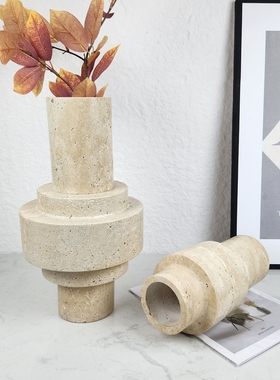 现代轻奢创意黄洞石花瓶花器