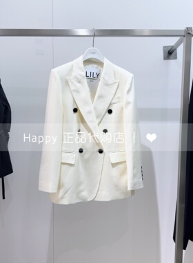 LILY丽丽26年春国内代购126140C2141双排扣百搭翻领直筒西装外套
