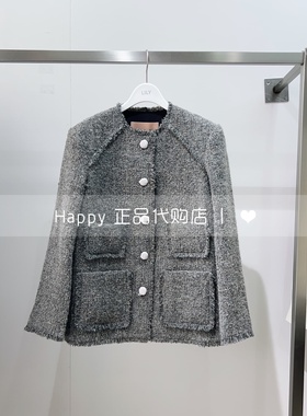 25年冬新款LILY丽丽国内代购125409C3907小香风毛边大衣毛呢外套