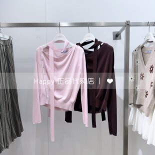 LILY丽丽26年春商场正品 126140TC305莱赛尔不对称纽扣套头针织衫