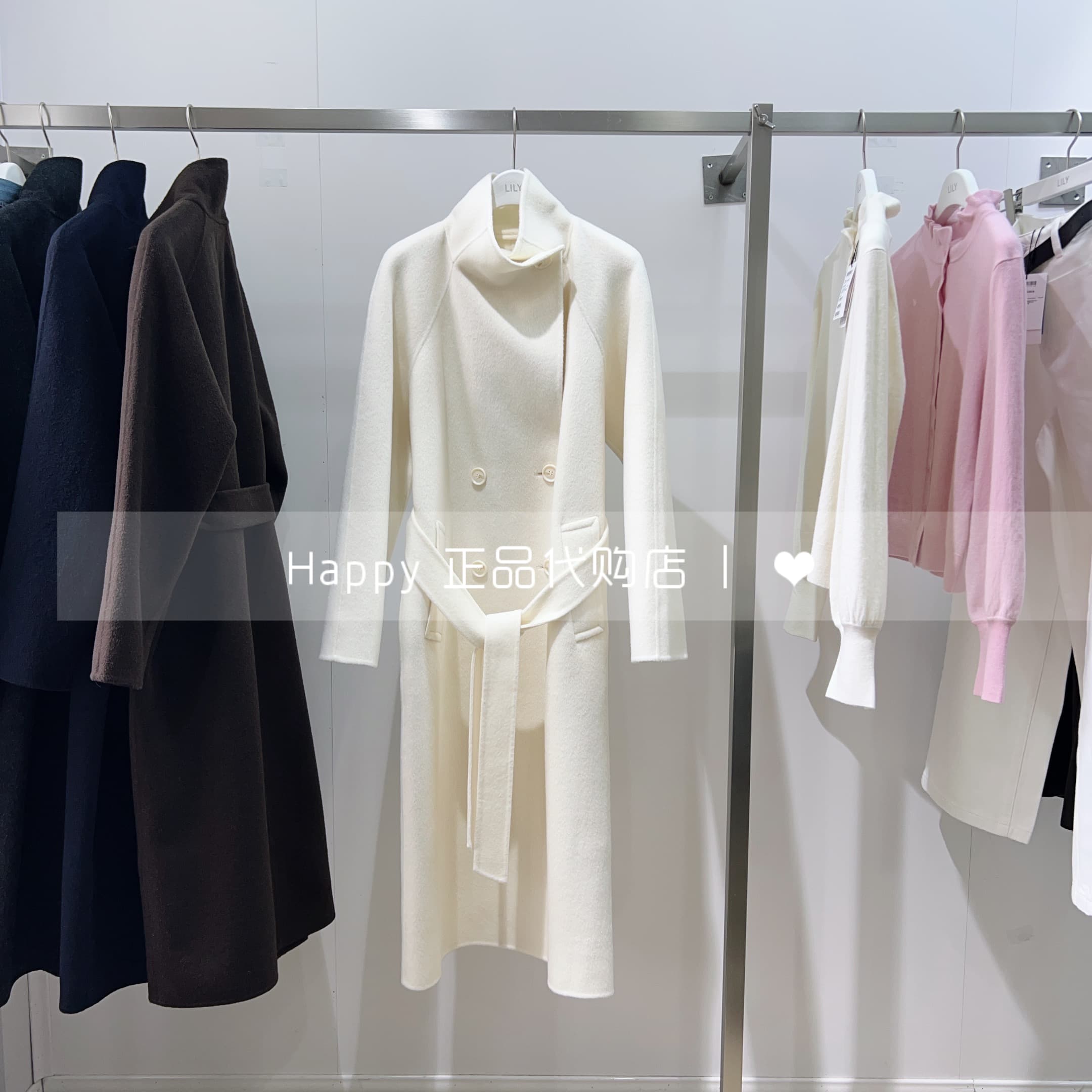 25年冬新款LILY丽丽国内代购 可立领双排扣毛呢大衣125420FN258