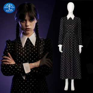 漫路云霄怪奇美剧星期cos服黑色连衣裙万圣节现货