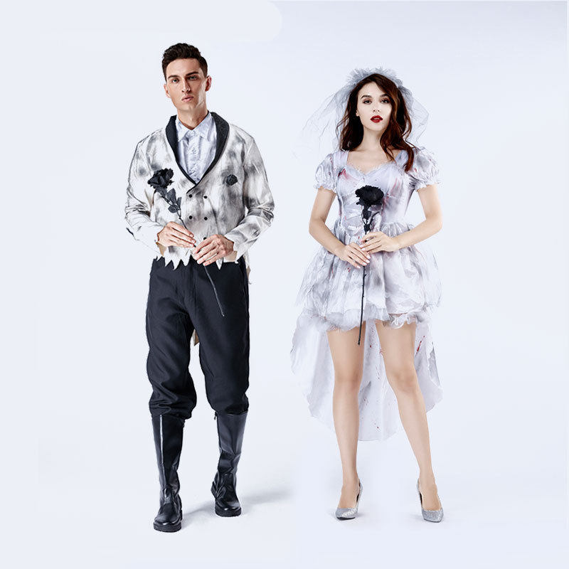 万圣节服装恐怖情侣鬼新娘cosplay服装血腥成人GhostBride演出服