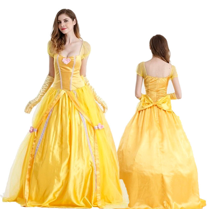 成人美女与野兽贝尔公主晚礼服欧美女士万圣节服装角色扮演
