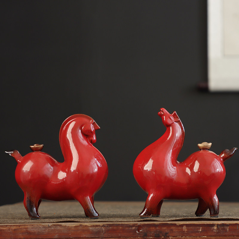 陶瓷创意唐马摆件招财客厅玄关酒柜桌面茶宠装饰办公桌生肖马摆设,家居饰品,装饰摆件,淘宝优惠券,粉丝福利购,淘宝优惠卷
