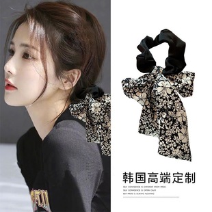 扎头发飘带丝巾法式碎花蝴蝶结大肠发圈扎马尾皮筋头花大头绳