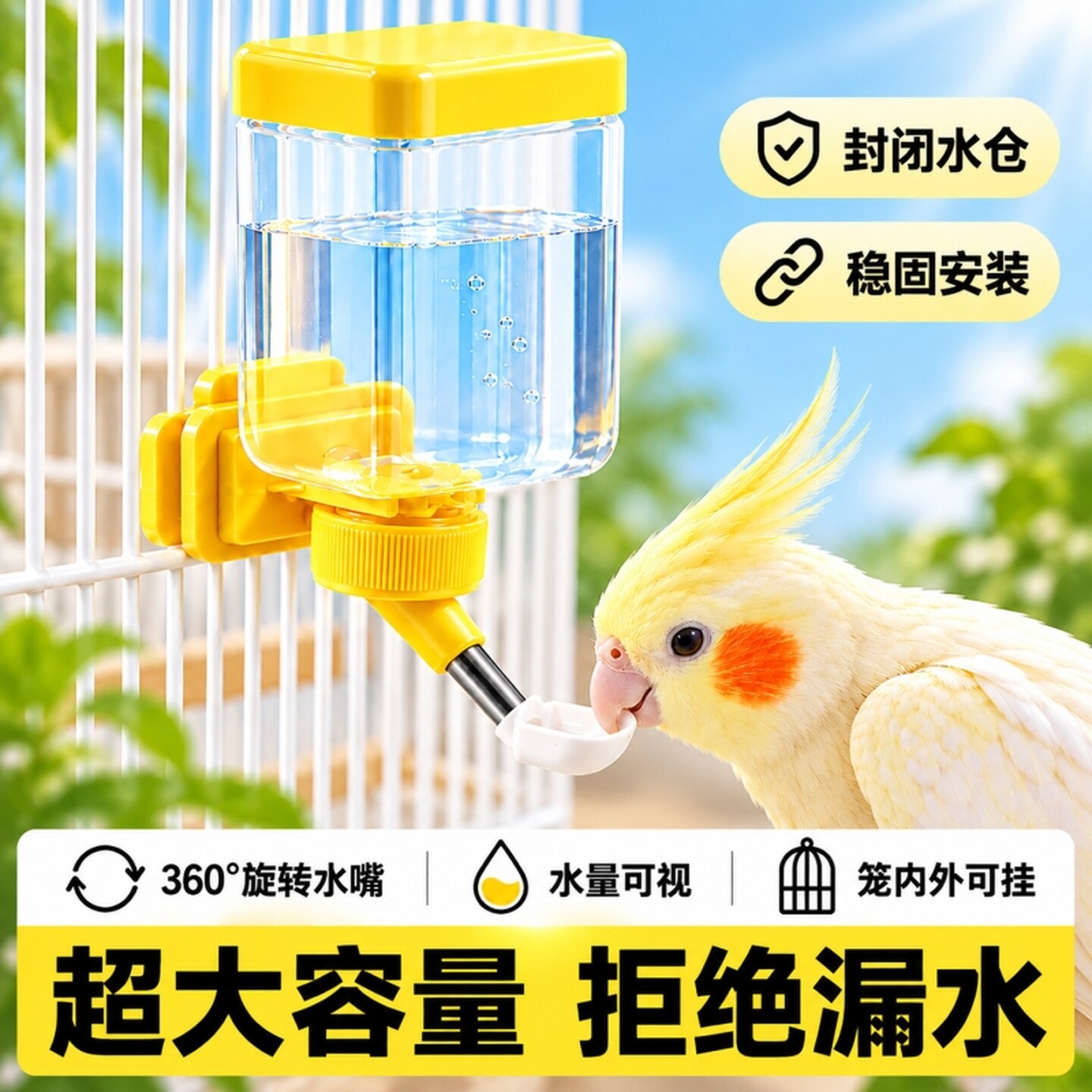 鹦鹉饮水器自动饮水器长水嘴防回流可旋转水嘴喂水鸟用防滴防漏器