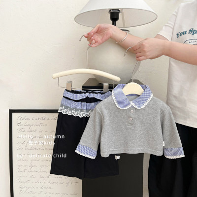 严选好物女童春秋季翻领衣服套装
