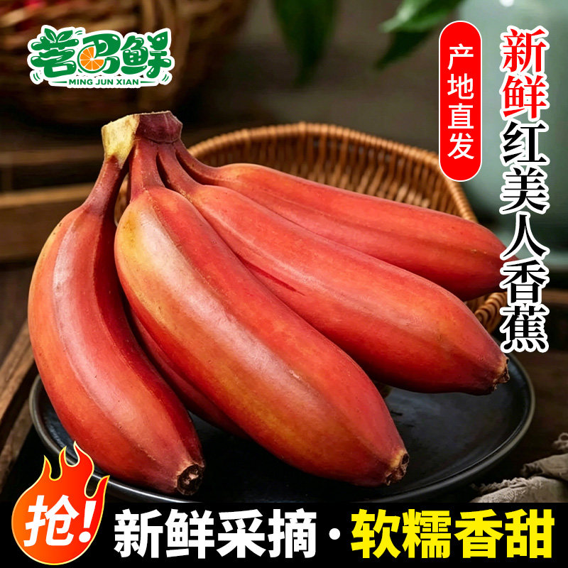 广西红美人香蕉现摘现发新鲜水果当季整箱红色大果红皮香蕉美人蕉 - 实物图