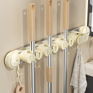 吸盘拖把壁挂夹免打孔化妆室扫把固定架门后滑轨拖布夹挂壁拖把夹