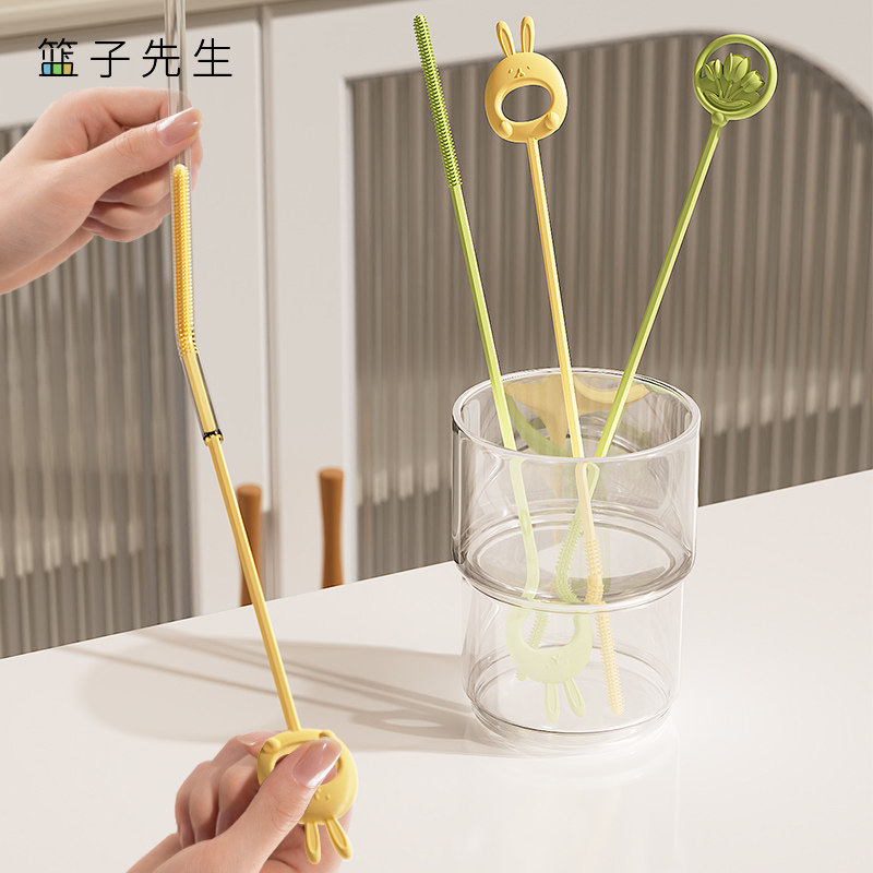 硅胶吸管刷长柄杯管清洁刷