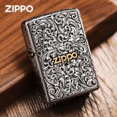 小叶唐草花Zippo芝宝错金银撞色黄铜送礼品防风煤油打火机不锈钢