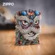 钻石国潮舞狮zippo芝宝防风煤油打火机重盔甲夜光套壳送礼品黑冰