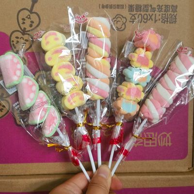 网红串串棉花糖棒棒糖卡通可爱造型糖葫芦串儿童节糖果摆摊整箱批