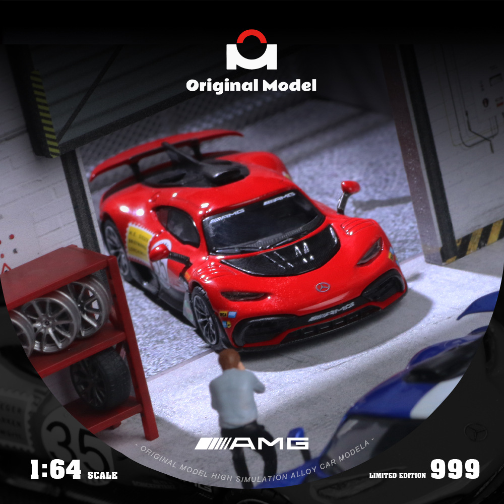 OM1:64 奔驰AMG One 红猪 金属蓝 仿真合金汽车模型 收藏 摆件