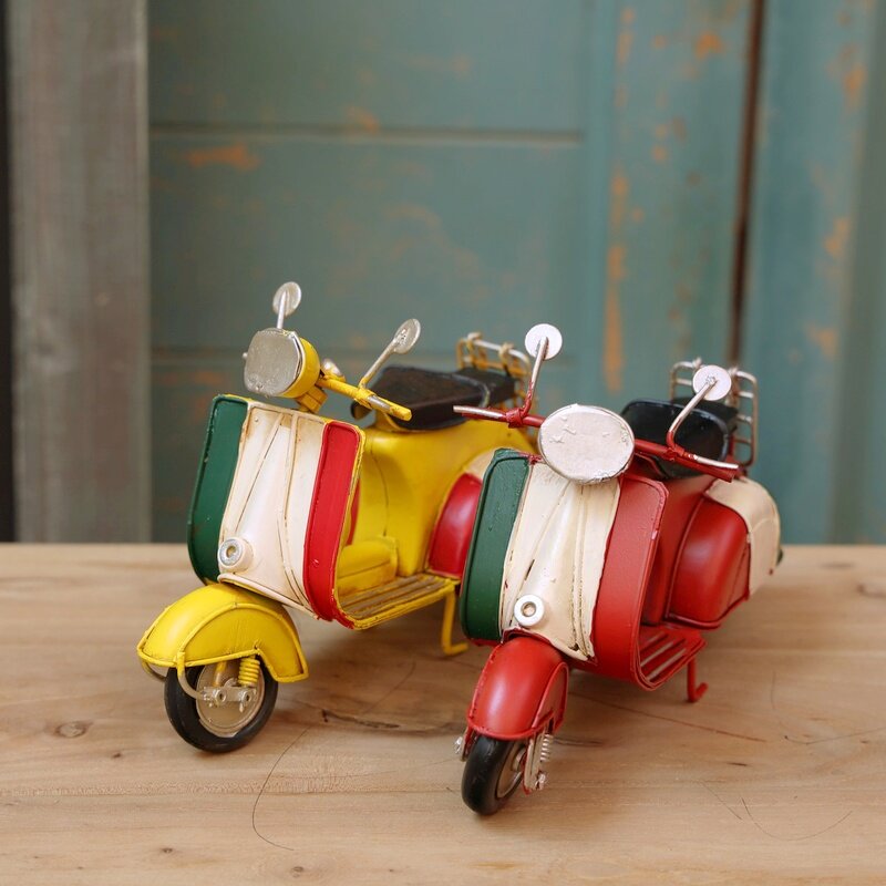 复古小龟王绵羊踏板铁皮电瓶动摩托车模摆件家居酒吧装饰创意礼品