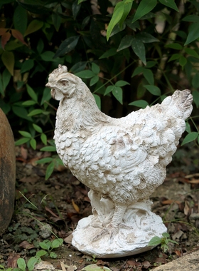 创意复古做旧田园风母鸡庭院摆件
