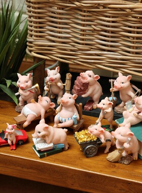 勤劳奋斗的励志小猪猪桌面摆件