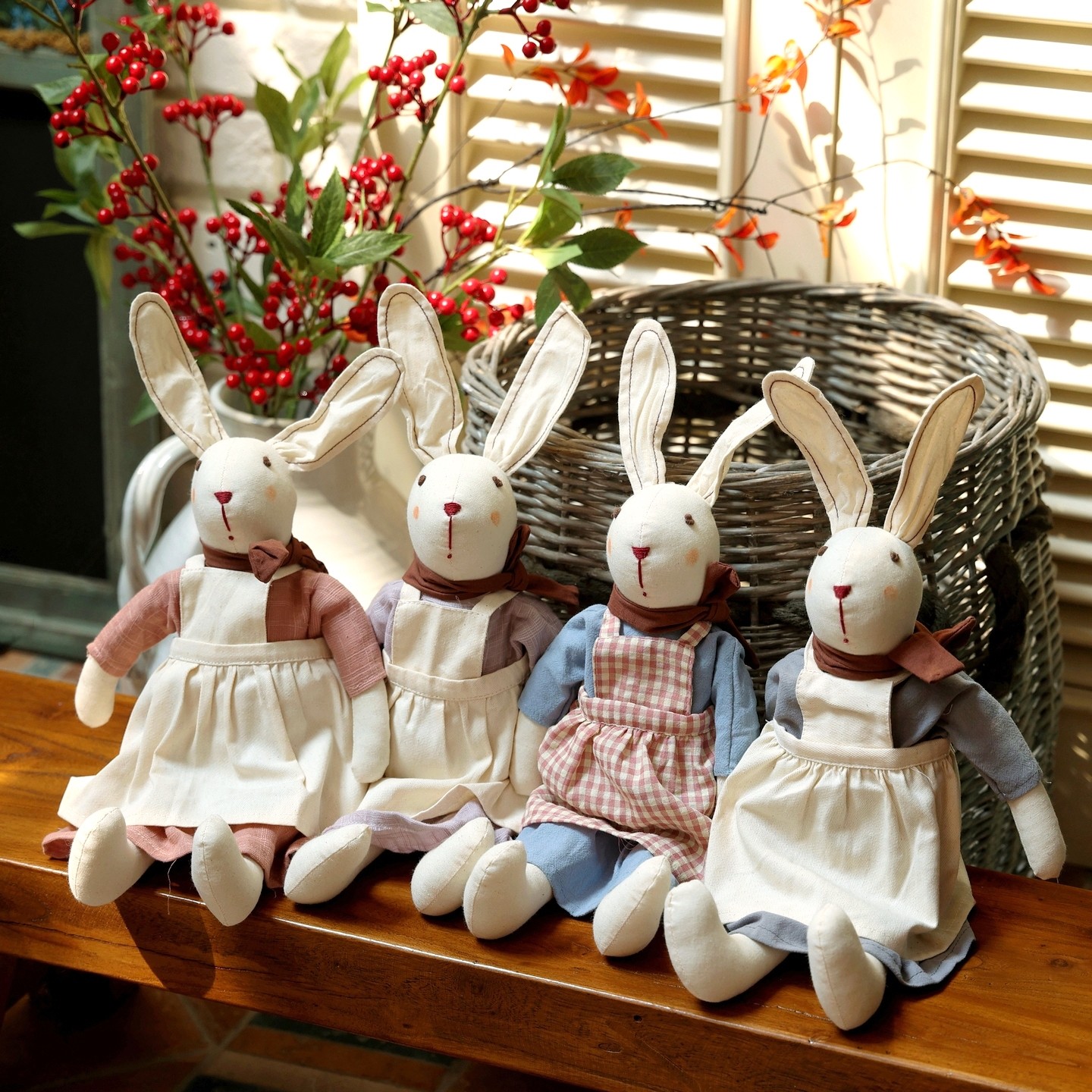 精致丹麦风格小兔子公仔布艺仿真动物装饰卡通娃娃家居儿童房摆件