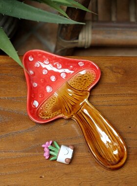 可爱陶瓷红蘑菇下午茶创意摆件