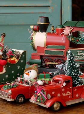 圣诞节复古手工铁艺装饰橱窗摆件