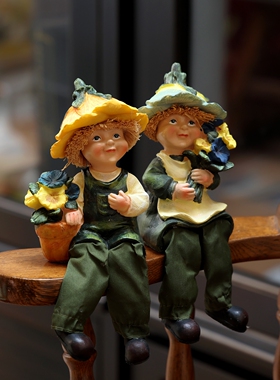 美式乡村花朵帽仙子采花情侣吊脚