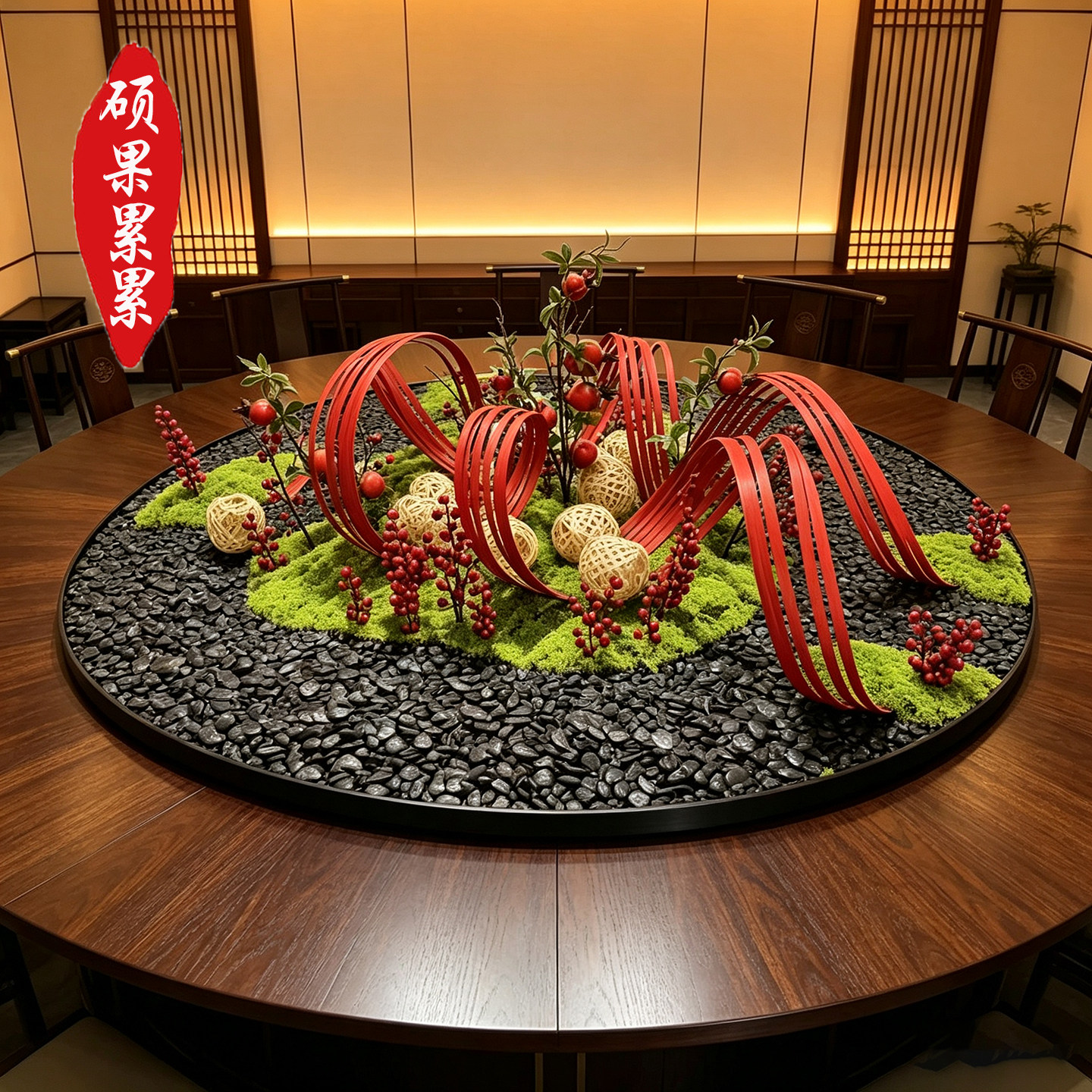 酒店圆桌转盘中轻奢餐桌微景观