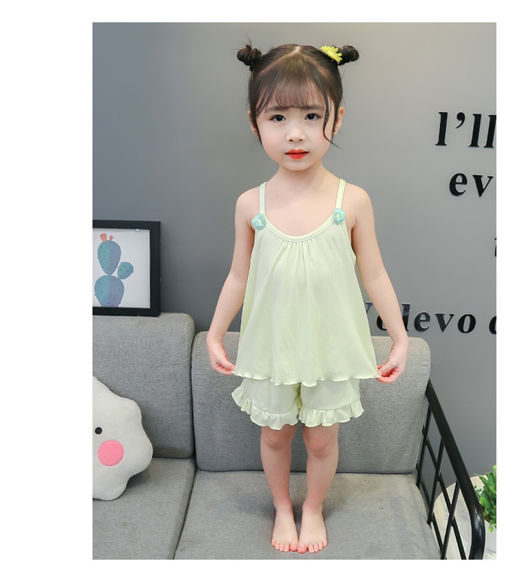 女童吊带裙睡衣套装小女孩子夏季薄款柔软家居服女