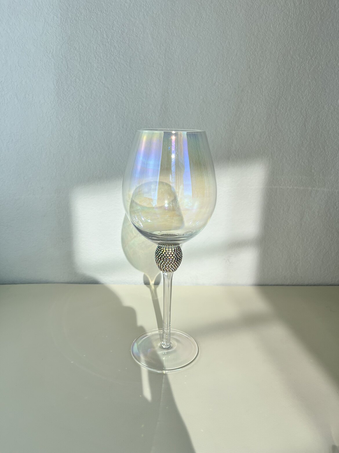 外贸彩虹色镶钻水晶玻璃高脚杯红酒杯玻璃杯