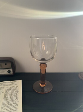 中古vintage厚重感琥珀色高脚杯蜡烛杯风灯琥珀色高脚杯