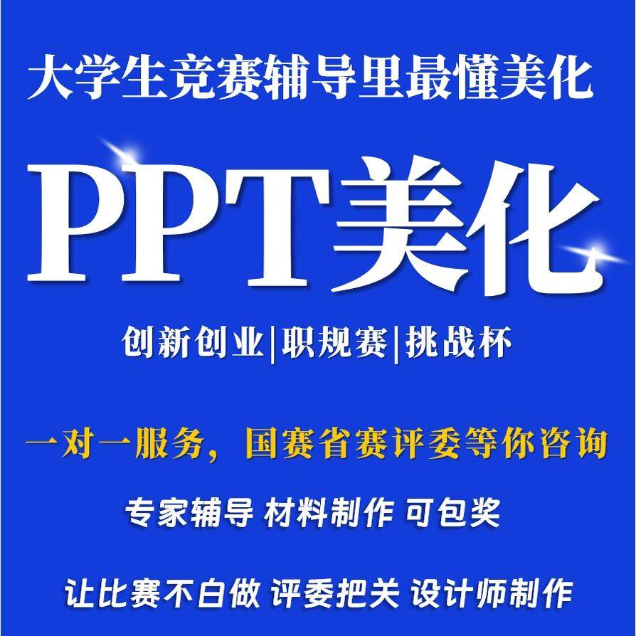 创新大赛互联网+挑战杯职规赛大学创业获奖PPT美化制作高端指导
