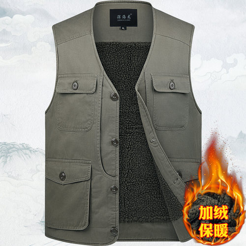 冬季加绒加厚保暖马甲