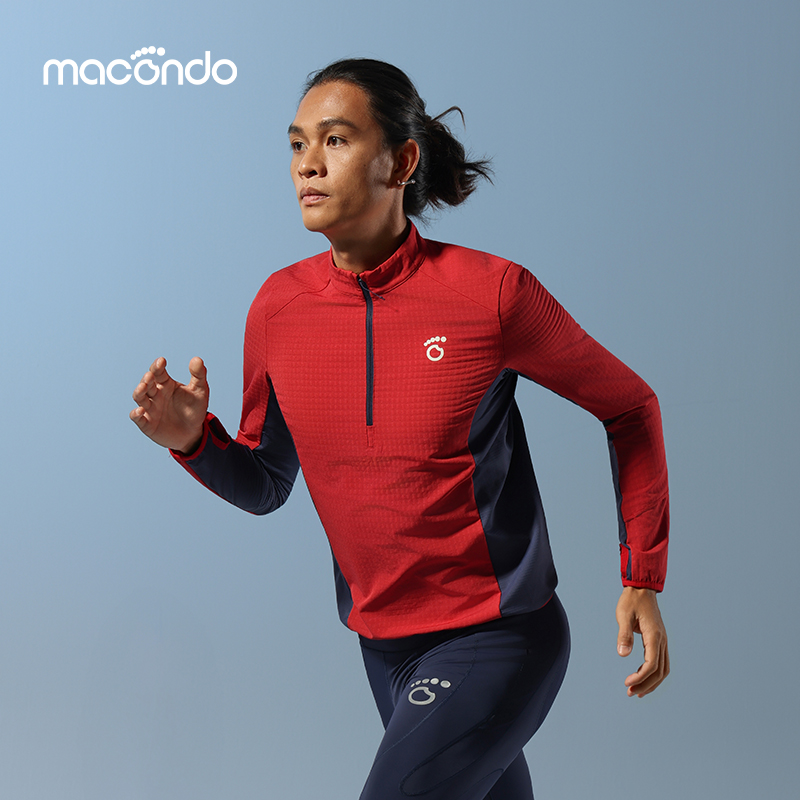 马孔多原创男子半开拉链方格上衣