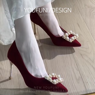 法式高级感红色高跟鞋婚鞋女2026新款配敬酒服秀禾鞋新娘中式婚礼