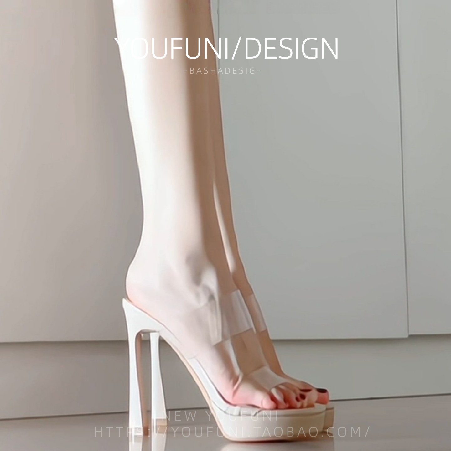 性感白色气质夏季外穿不累脚一字带粗跟透明带防水台高跟鞋女11CM,女鞋,时装凉鞋,淘宝优惠券,粉丝福利购,淘宝优惠卷