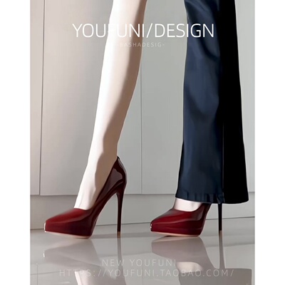 羊皮款~酒红色气质性感礼仪单鞋