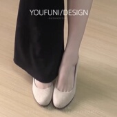 裸色法式 不累脚 优雅风一脚蹬气质单鞋 圆头细跟高跟鞋 女2026春新款