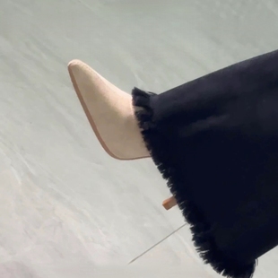 尖头高跟短靴女2025新款裸色高跟鞋女秋冬尖头弹力瘦瘦靴子女款