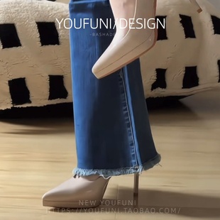 尖头细跟软皮性感单鞋 高跟鞋 防水台职业工作鞋 新款 女2025年秋冬季