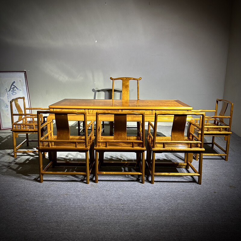 新品金丝楠木茶桌组合四川小叶桢楠实木茶台仿古中式功夫茶桌收藏