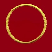 金包银古法卷草纹手镯女正品 唐草纹素圈实心镯子首饰情人节送女友