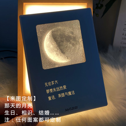 生日出生当天的月球胶片贺卡简约小清新创意透光藏字高级感明信片