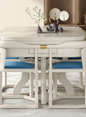 金仕新中式实木麻将机全自动家用白色麻将餐桌两用机麻一体麻将桌