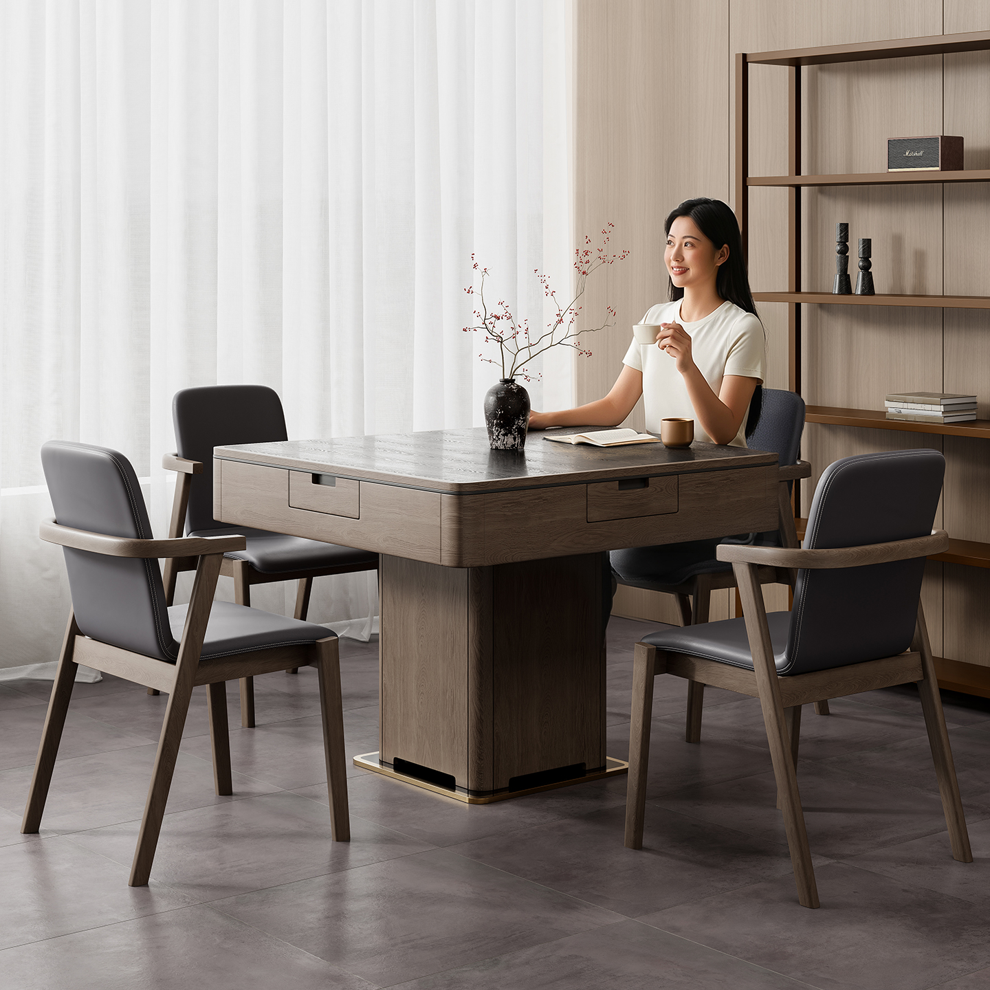 金仕新中式实木多功能麻将机