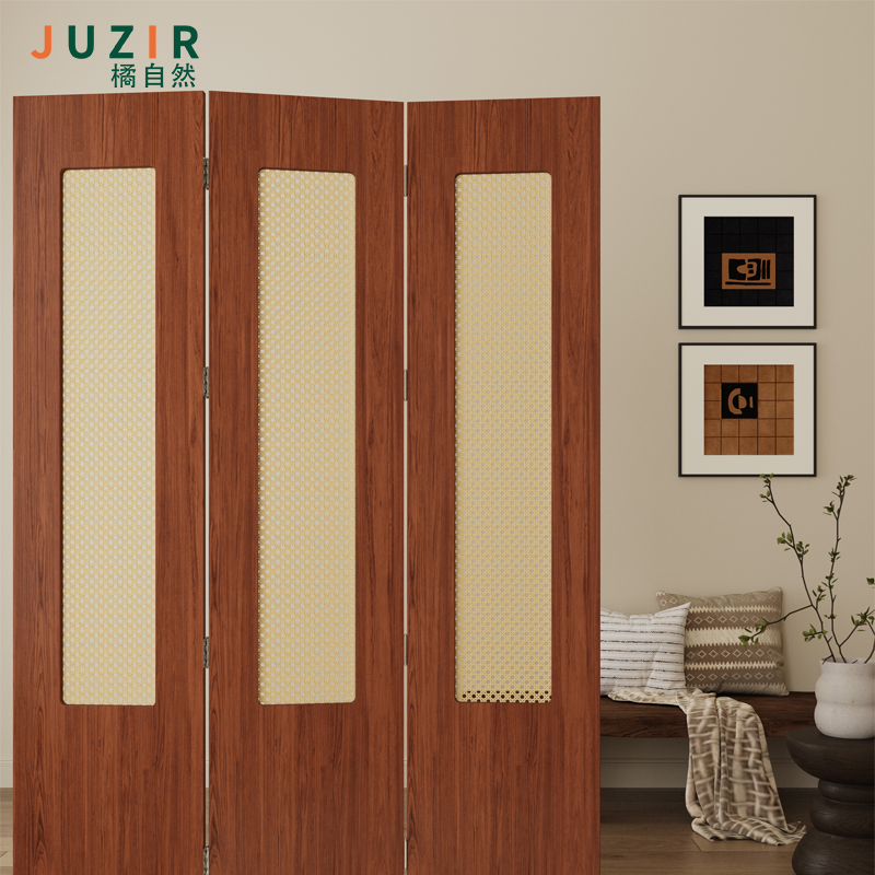 橘自然新中式复古屏风中古风隔断客厅入户玄关遮挡折叠屏风背景墙