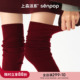 上森羊毛过膝长筒袜紫女秋冬款 搭配靴子护膝堆堆大腿袜显瘦及膝袜